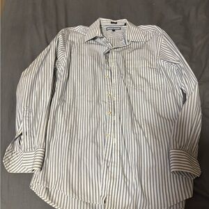 Tommy Hilfiger Blue and White Vertical Stripe Dress Shirt
